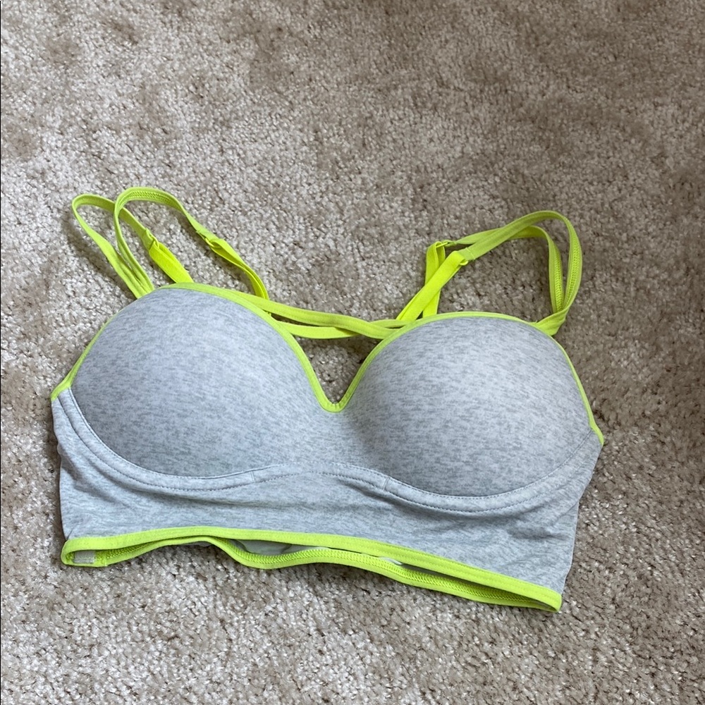 Gray and Neon Yellow Bra